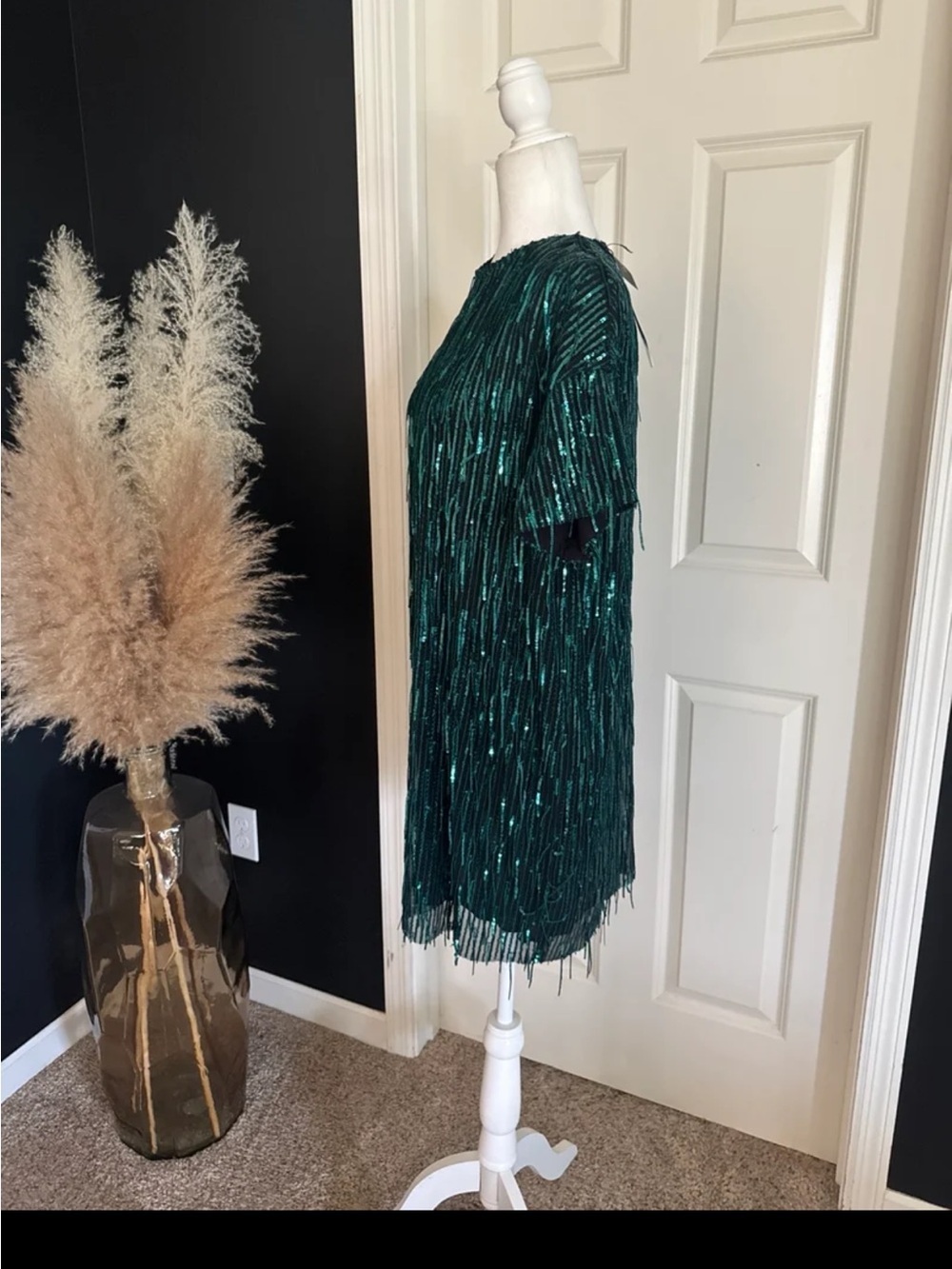 NWT ZARA Sequin Fringed Mini Dress in Green size Medium - Picture 7 of 12